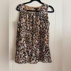 St.John Silk Leopard Print Sleeveless Top